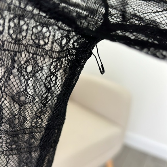 New Jason Wu Black Lace Satin Trim Raglan Sleeve Button Down Overshirt Blouse - Picture 15 of 16